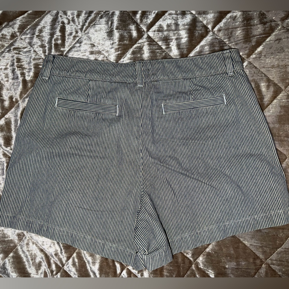 J. Crew Blue and White Striped High Waist Shorts - Picture 2 of 2